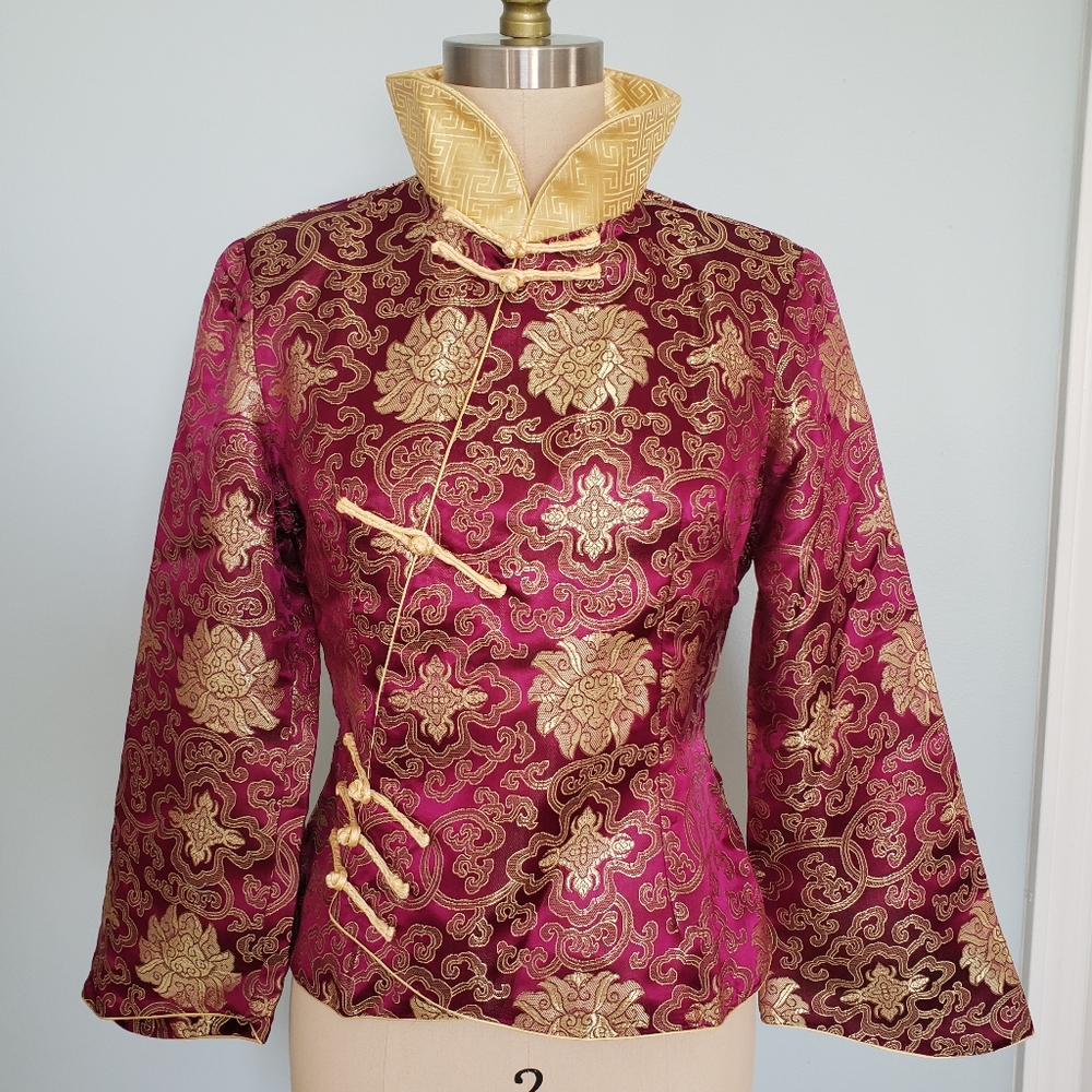 NWOT Vintage Chinese Brocade Cheongsam Jacket Top, M